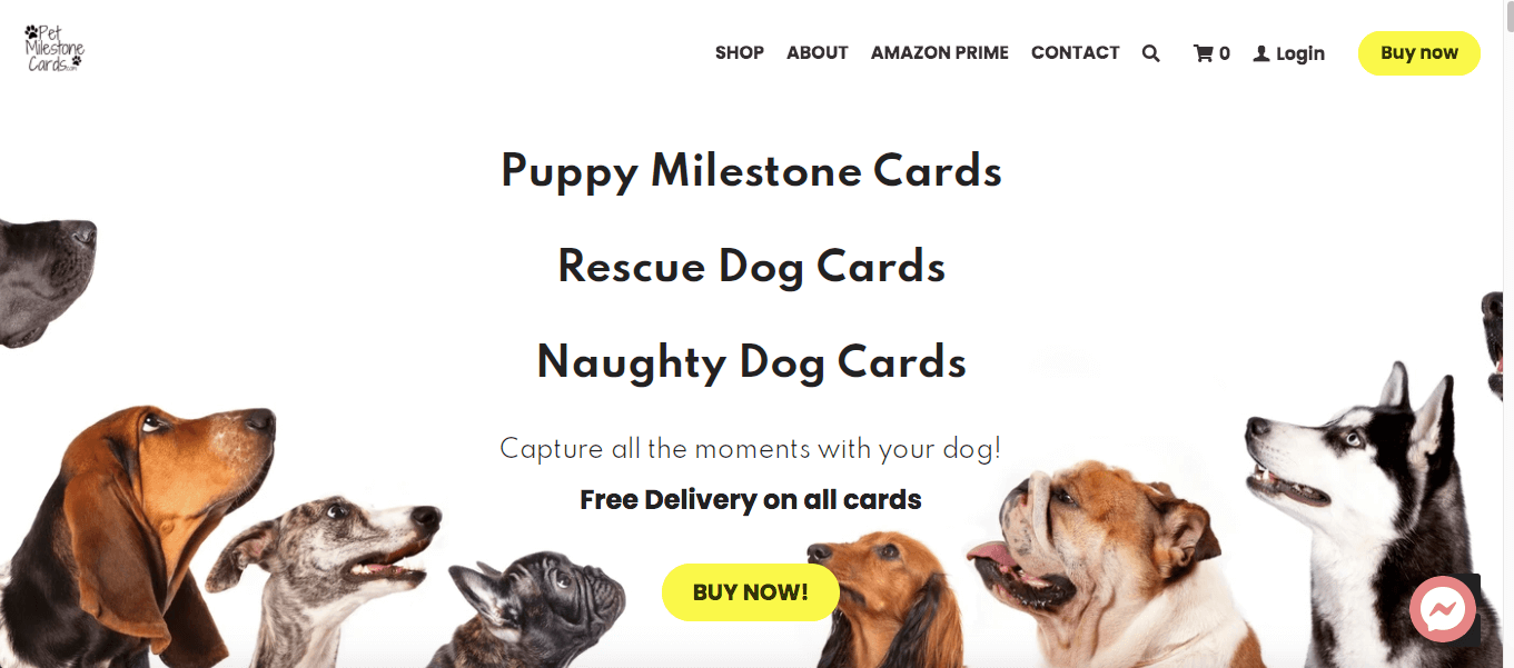 Screenshot of a website selling dog cards Screenshot of a website selling dog cards